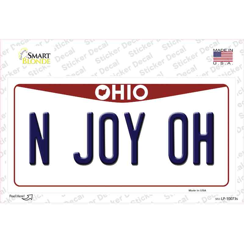 N Joy OH Ohio Novelty Sticker Decal