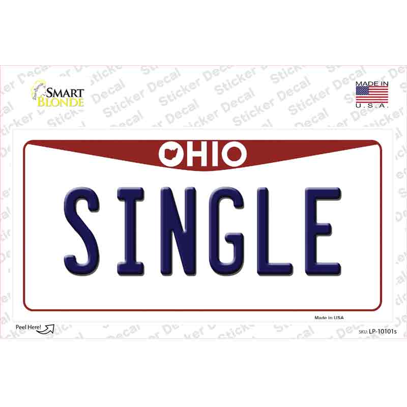 Single Ohio Novelty Sticker Decal
