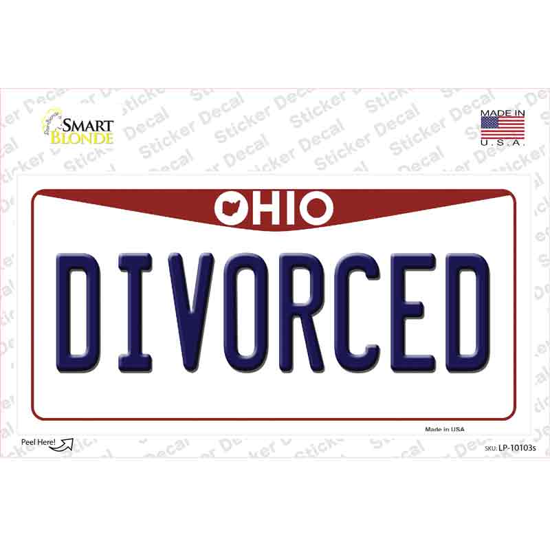 Divorced Ohio Novelty Sticker Decal