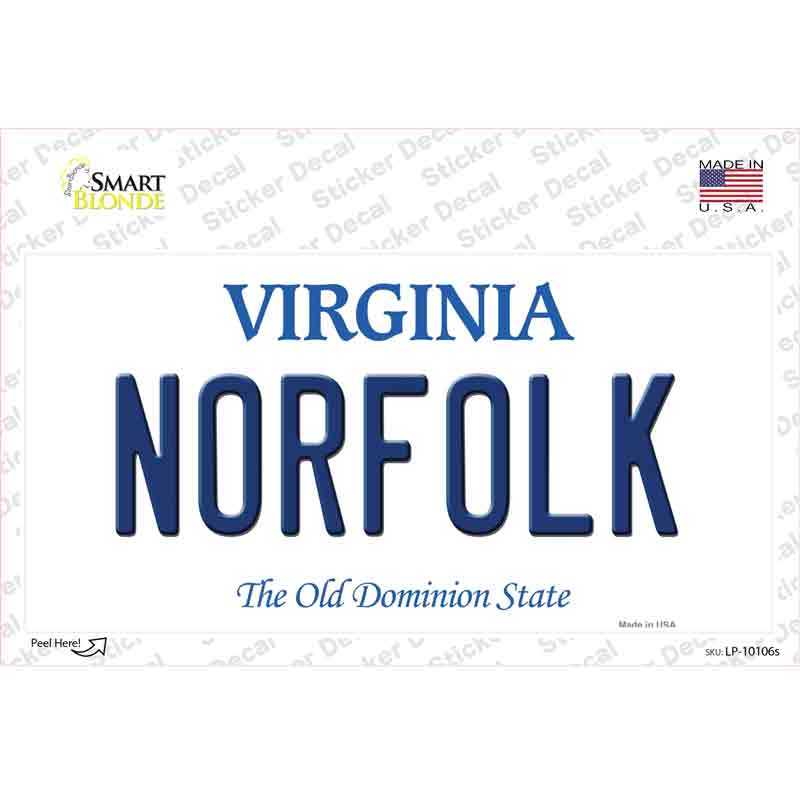 Norfolk Virginia Novelty Sticker Decal