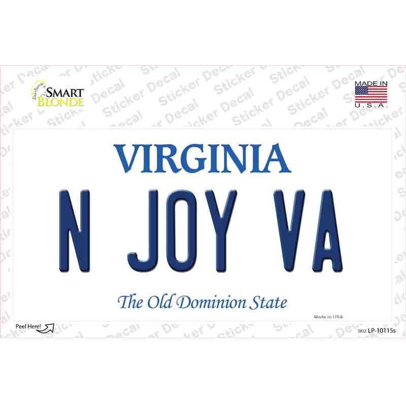 N Joy VA Virginia Novelty Sticker Decal