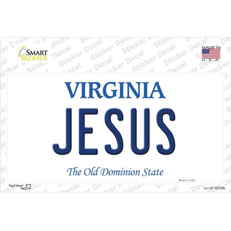 Jesus Virginia Novelty Sticker Decal