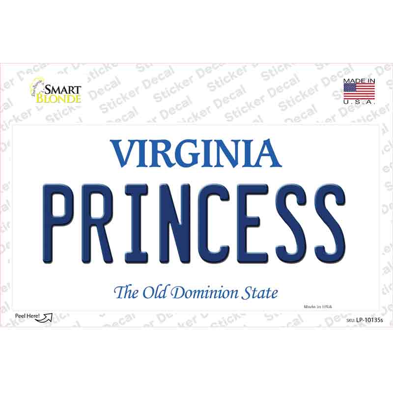 Princess Virginia Novelty Sticker Decal