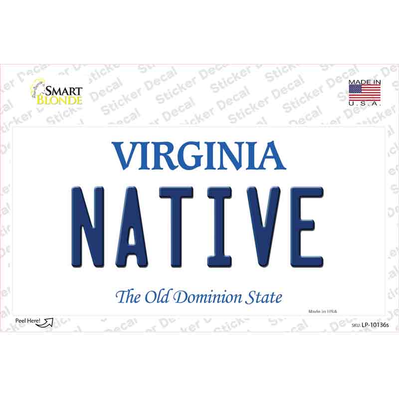 Native Virginia Novelty Sticker Decal