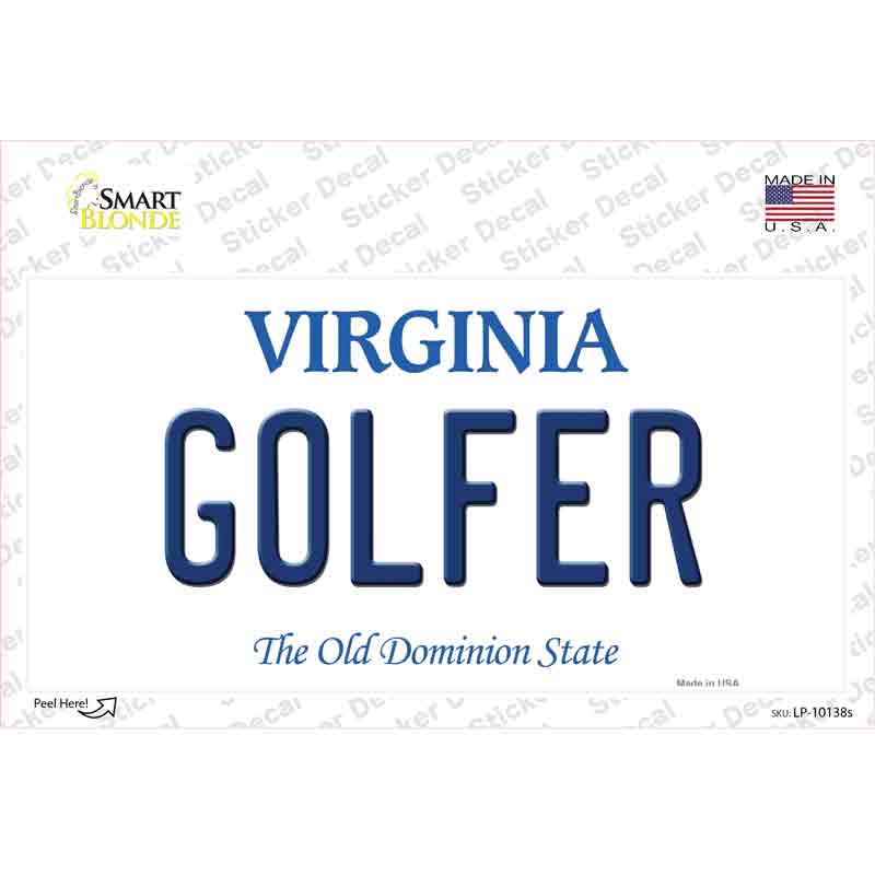 Golfer Virginia Novelty Sticker Decal