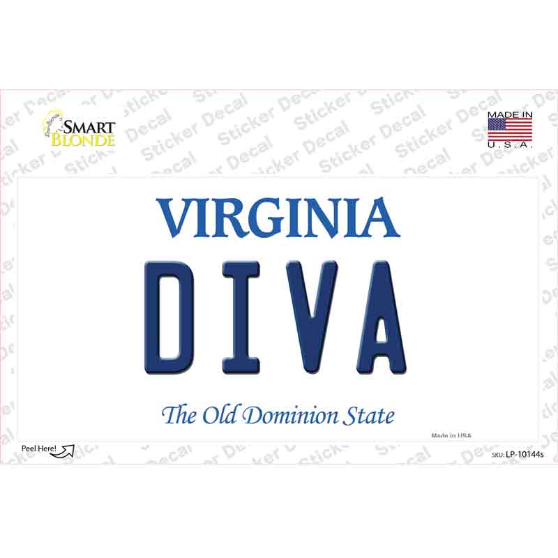 Diva Virginia Novelty Sticker Decal