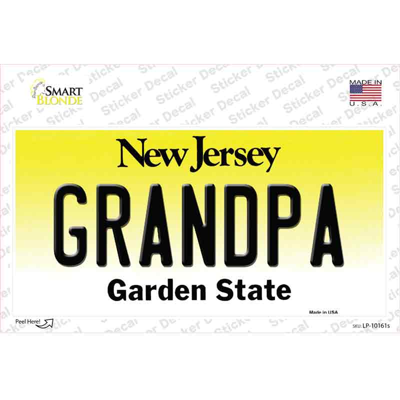 Grandpa New Jersey Novelty Sticker Decal