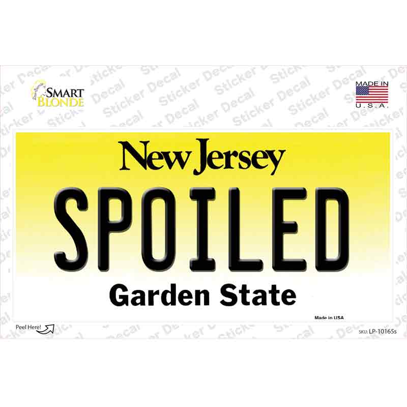 Spoiled New Jersey Novelty Sticker Decal