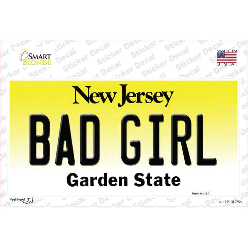 Bad Girl New Jersey Novelty Sticker Decal
