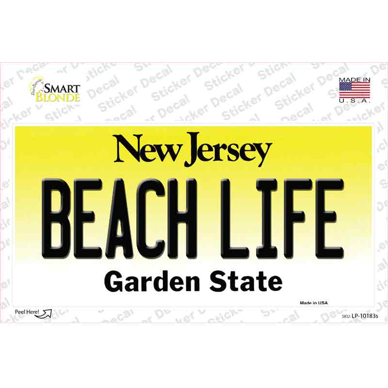 Beach Life New Jersey Novelty Sticker Decal