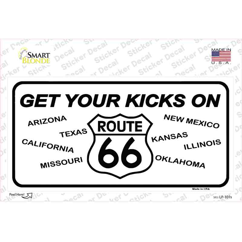 Get Your Kicks On 66 Novelty Sticker Decal
