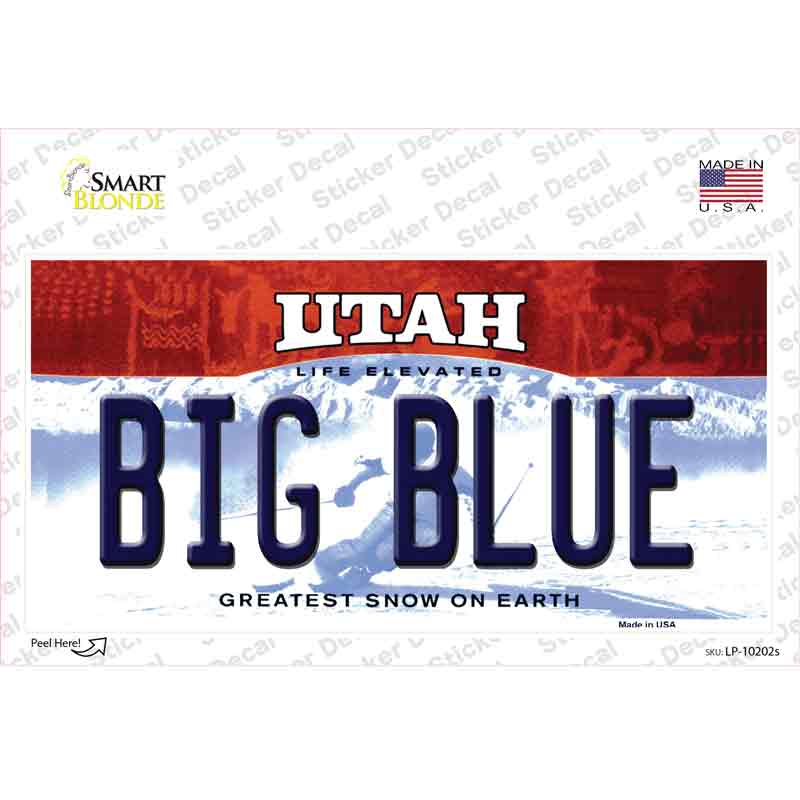 Big Blue Utah Novelty Sticker Decal