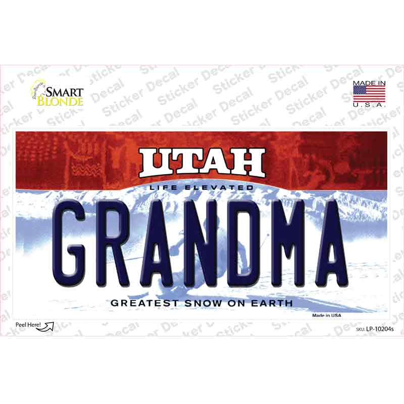 Grandma Utah Novelty Sticker Decal
