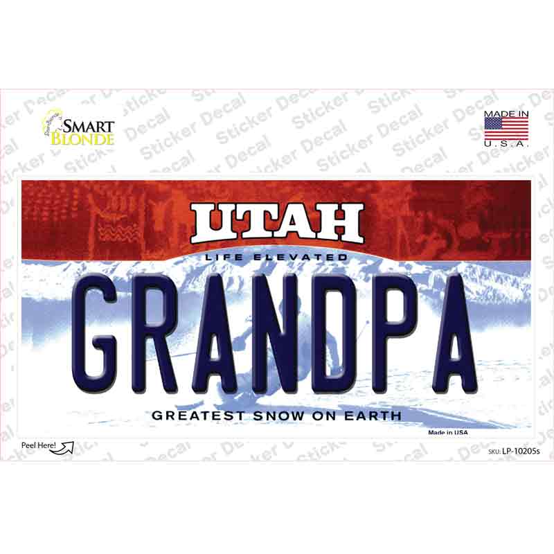 Grandpa Utah Novelty Sticker Decal