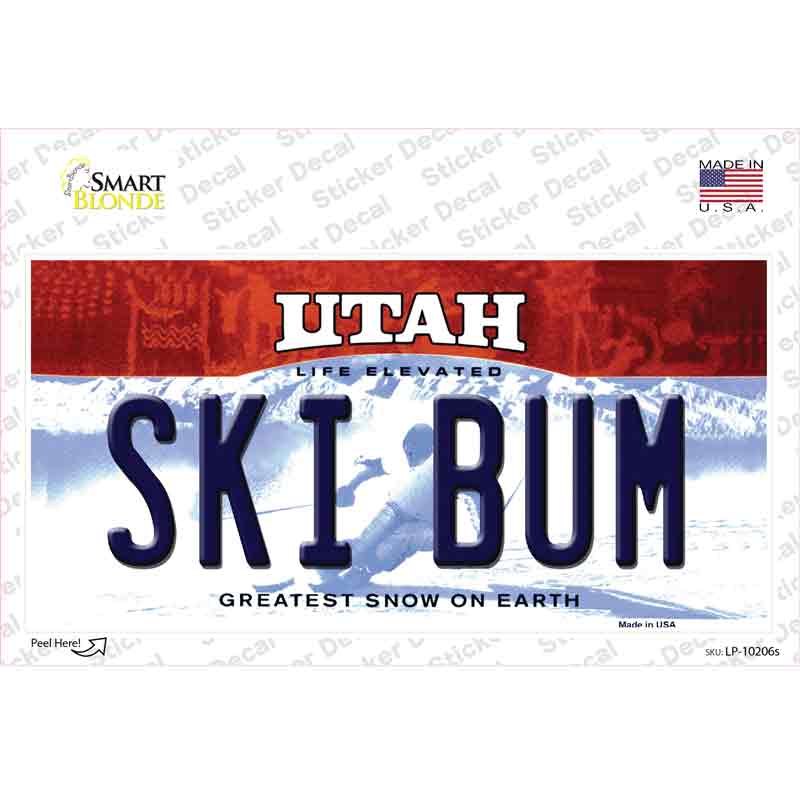 Ski Bum Utah Novelty Sticker Decal