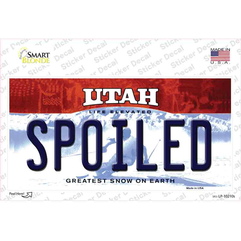 Spoiled Utah Novelty Sticker Decal