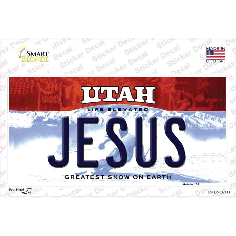 Jesus Utah Novelty Sticker Decal