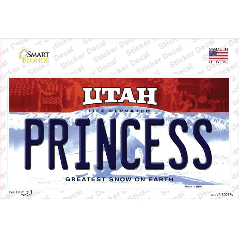Princess Utah Novelty Sticker Decal