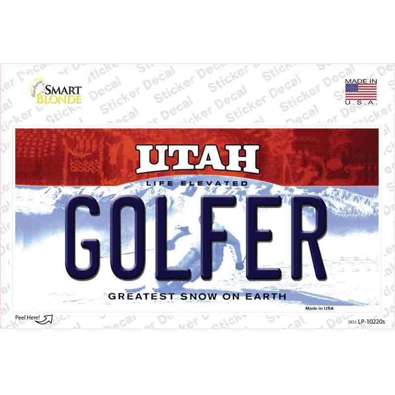 Golfer Utah Novelty Sticker Decal
