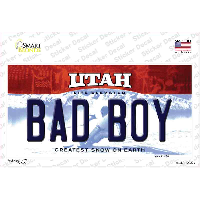 Bad Boy Utah Novelty Sticker Decal
