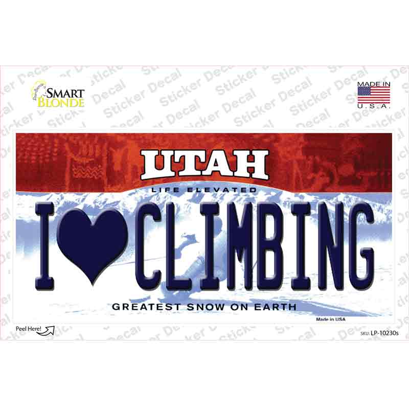 I Love Climbing Utah Novelty Sticker Decal