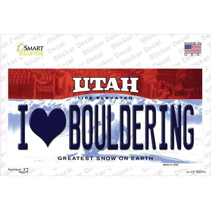 I Love Bouldering Utah Novelty Sticker Decal