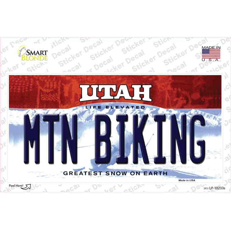 Mtn Biking Utah Novelty Sticker Decal