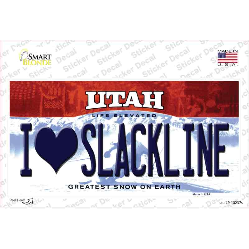 I Love Slackline Utah Novelty Sticker Decal