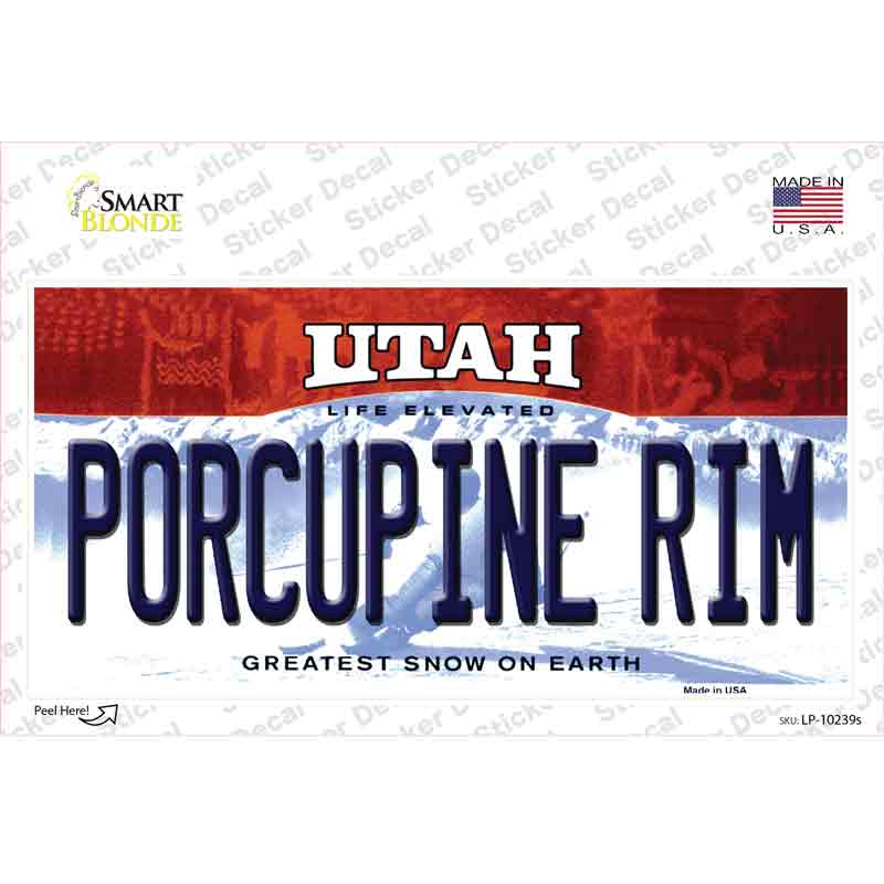 Porcupine Rim Utah Novelty Sticker Decal