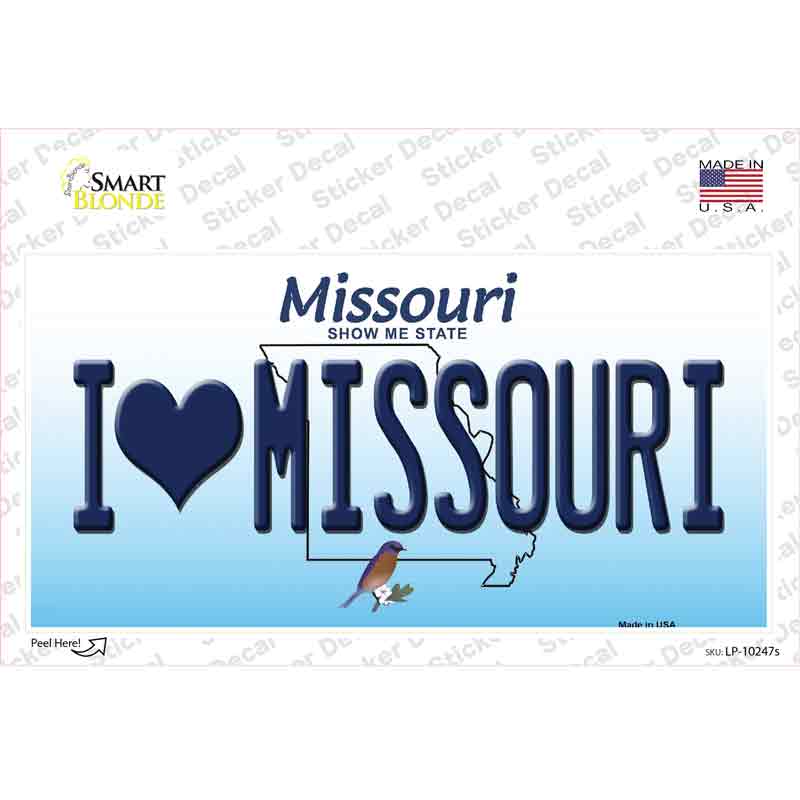I Love Missouri Novelty Sticker Decal