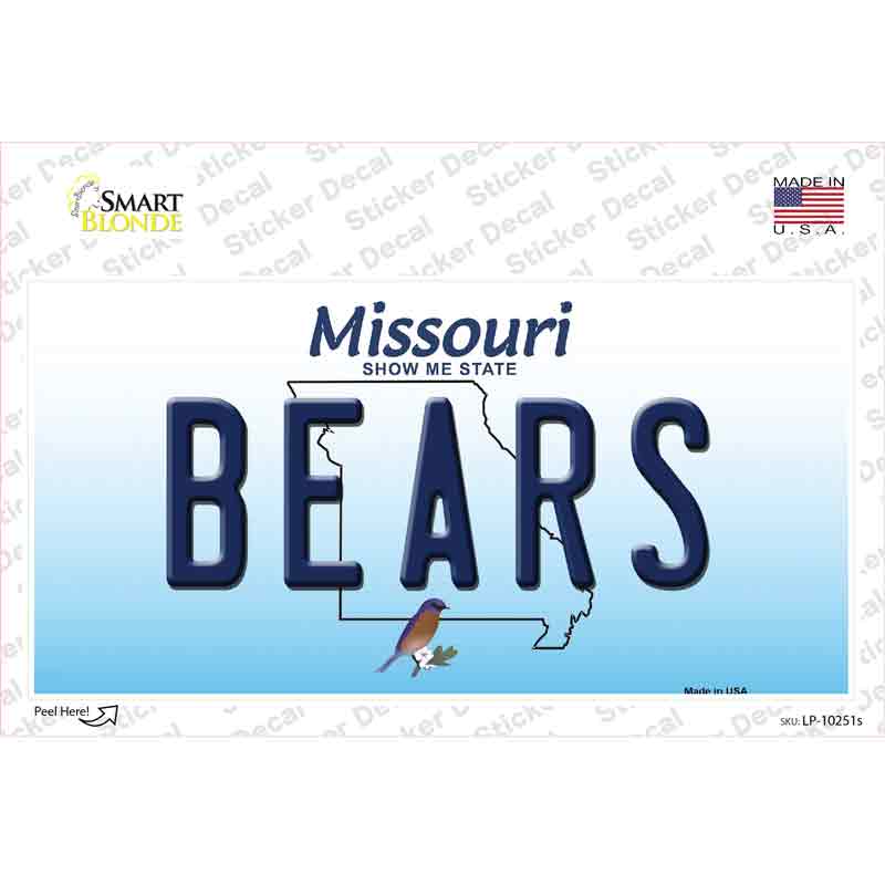 Bears Missouri Novelty Sticker Decal