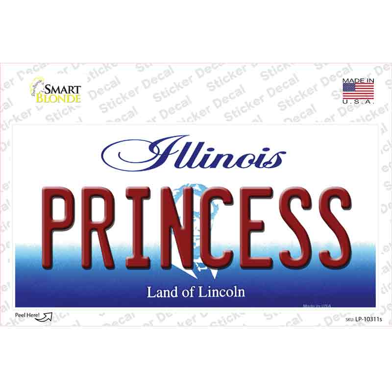 Princess Illinois Novelty Sticker Decal