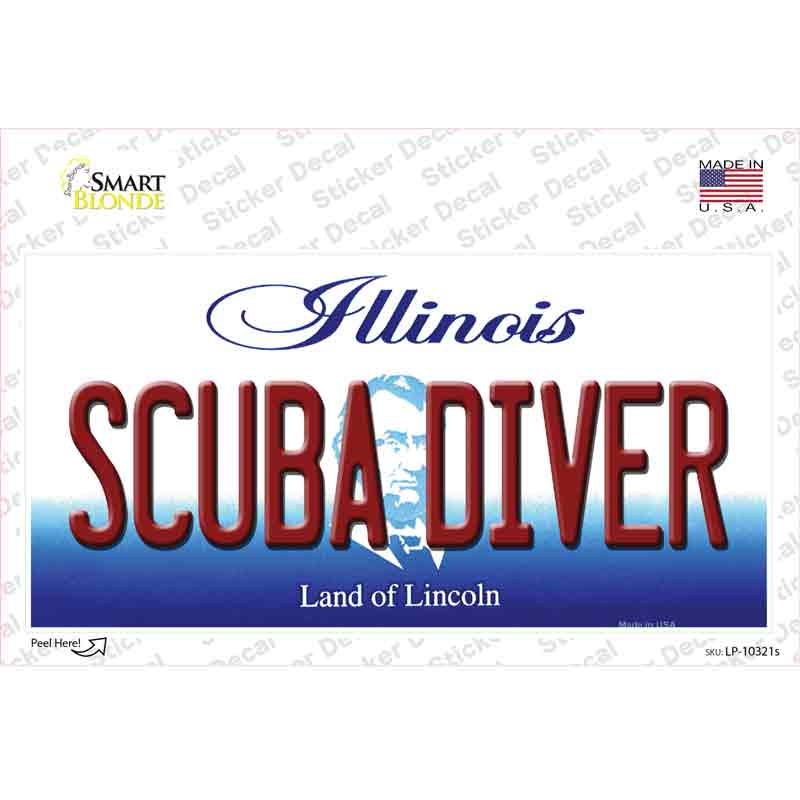 Scuba Diver Illinois Novelty Sticker Decal