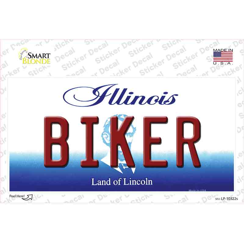 Biker Illinois Novelty Sticker Decal