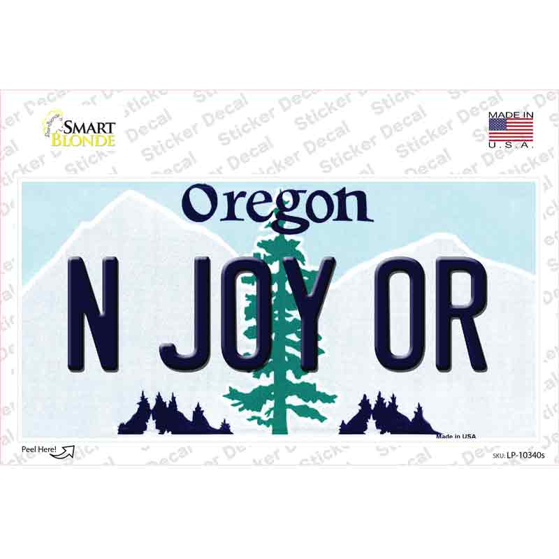 N Joy OR Oregon Novelty Sticker Decal