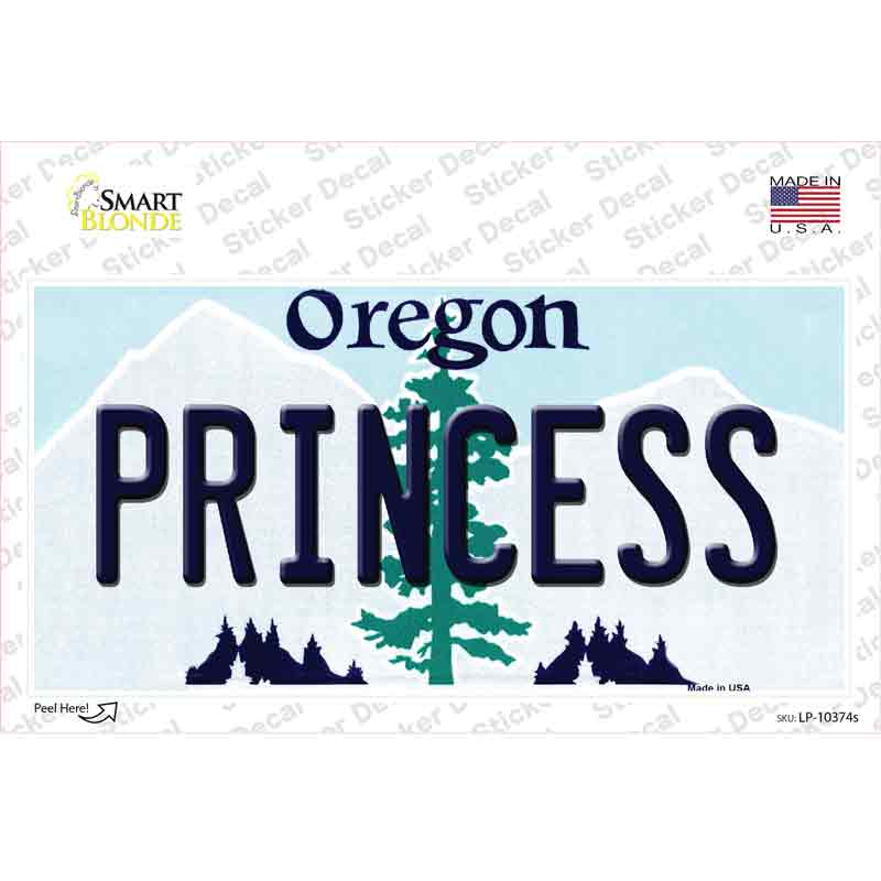 Princess Oregon Novelty Sticker Decal