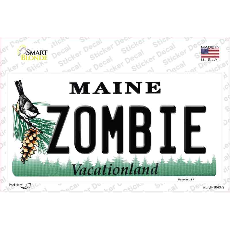 Zombie Maine Novelty Sticker Decal
