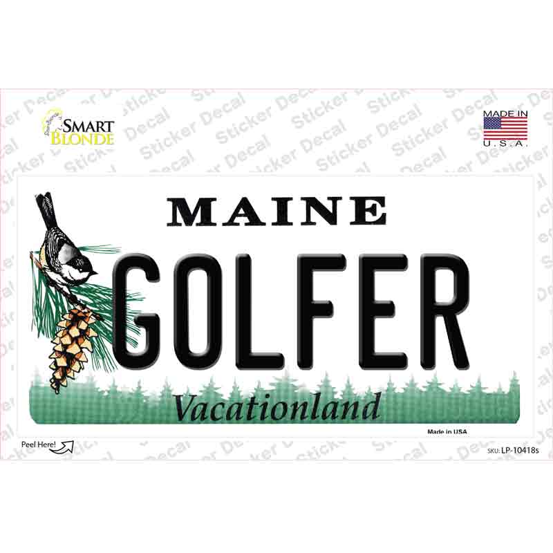 Golfer Maine Novelty Sticker Decal
