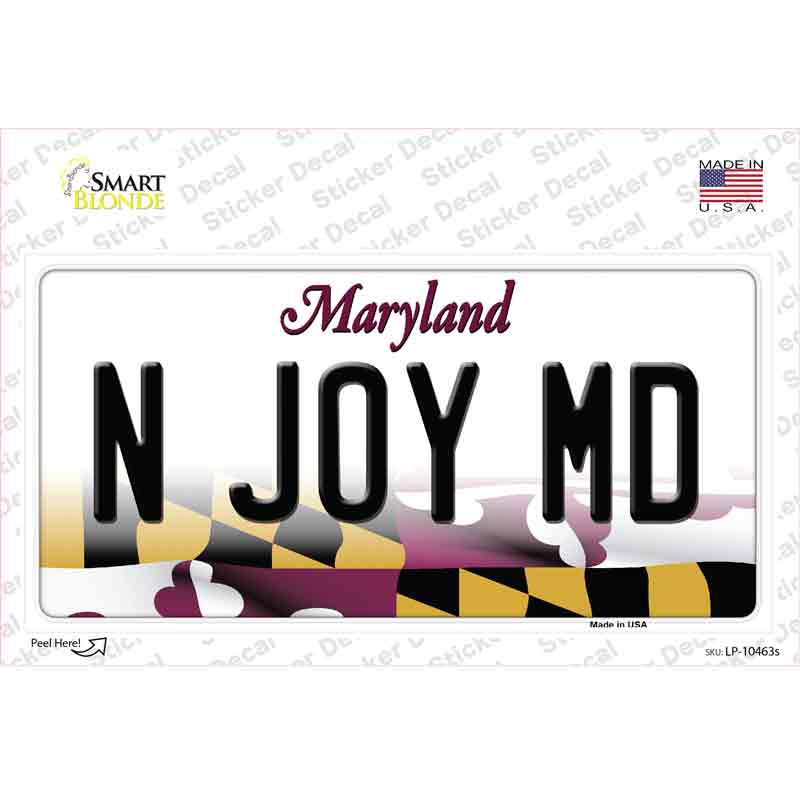 N Joy MD Maryland Novelty Sticker Decal