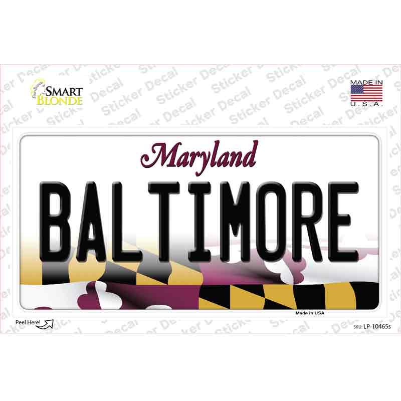 Baltimore Maryland Novelty Sticker Decal