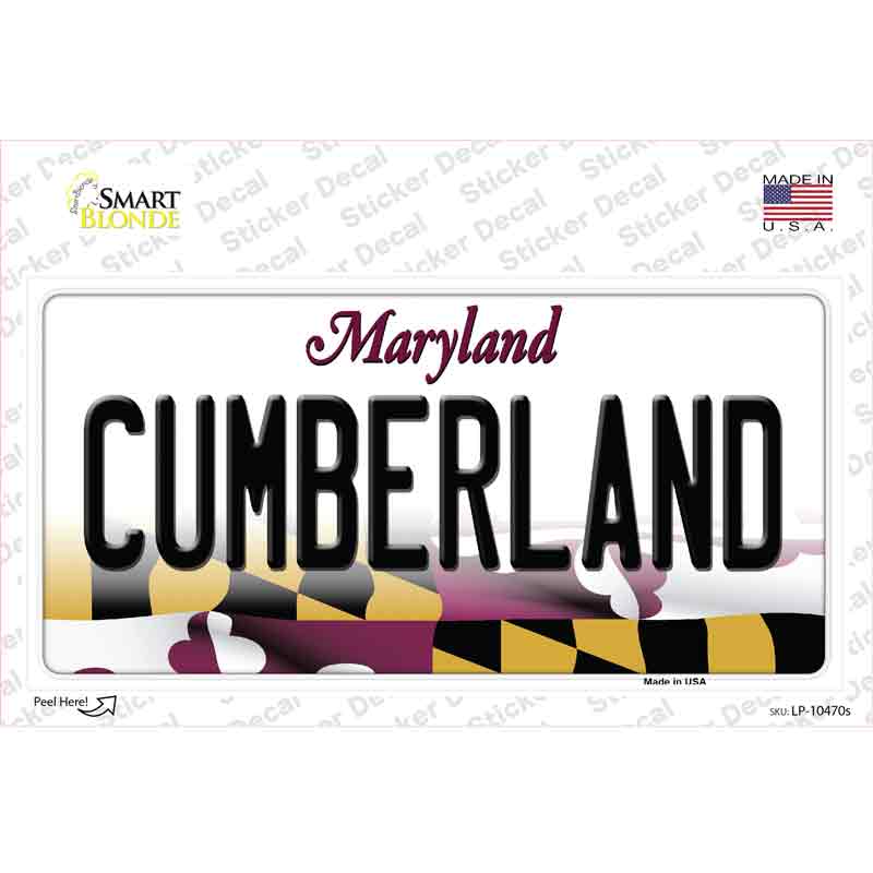 Cumberland Maryland Novelty Sticker Decal