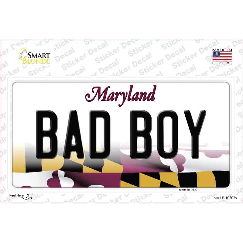 Bad Boy Maryland Novelty Sticker Decal