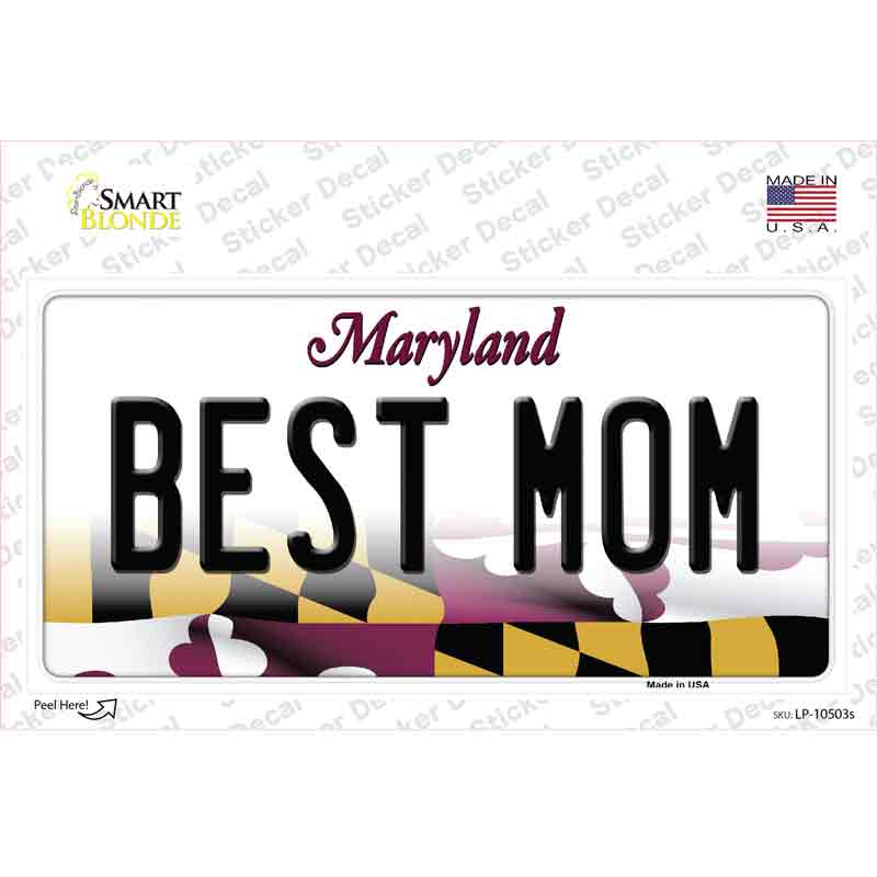 Best Mom Maryland Novelty Sticker Decal