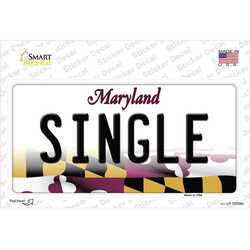 Single Maryland Novelty Sticker Decal