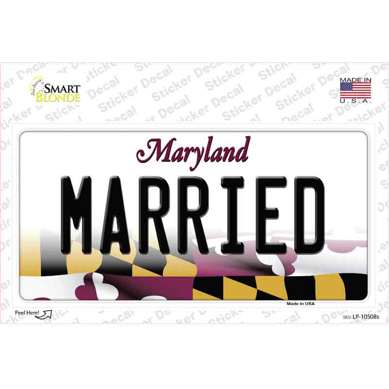 Married Maryland Novelty Sticker Decal
