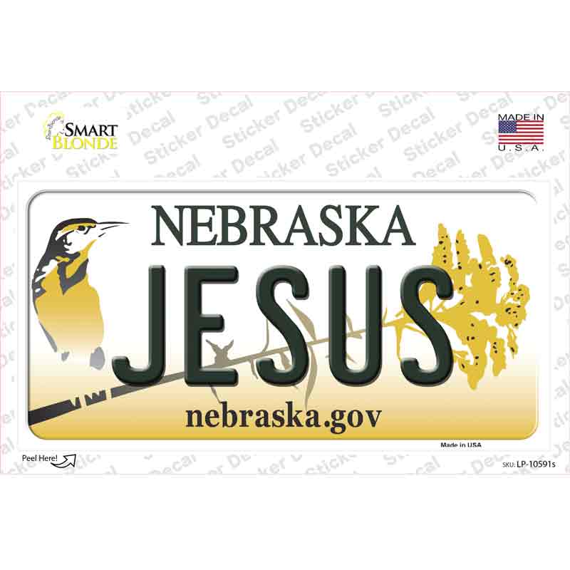 Jesus Nebraska Novelty Sticker Decal