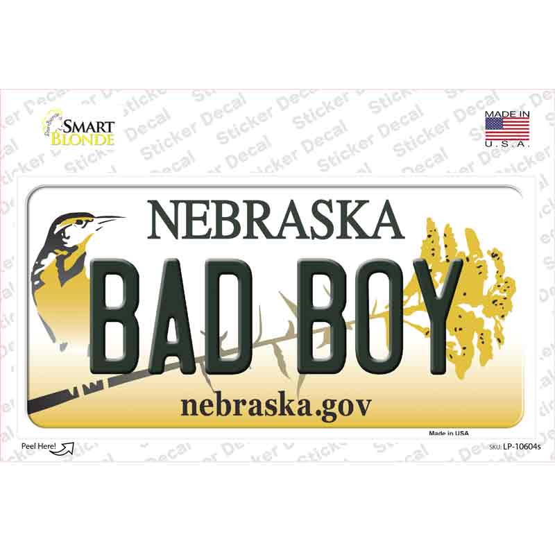 Bad Boy Nebraska Novelty Sticker Decal
