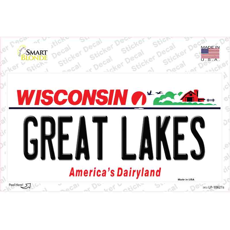 Great Lakes Wisconsin Novelty Sticker Decal