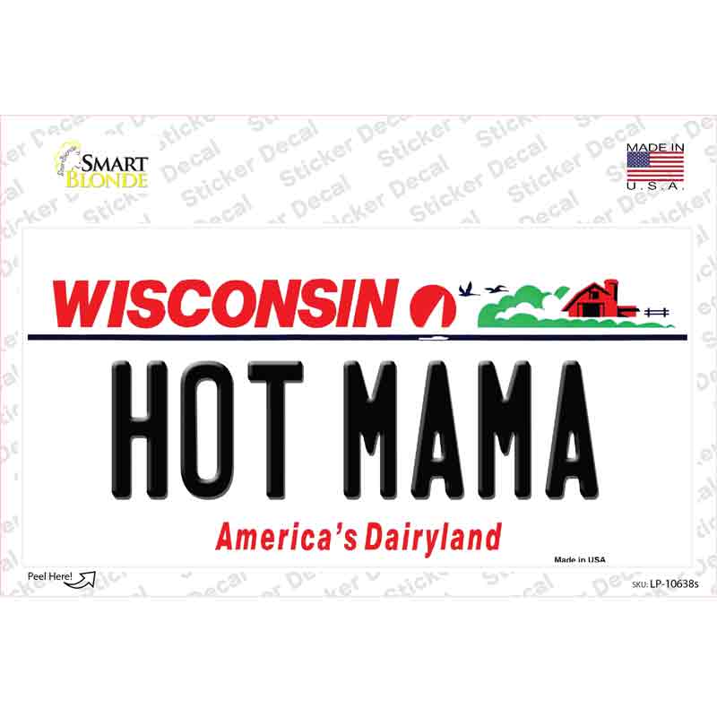 Hot Mama Wisconsin Novelty Sticker Decal