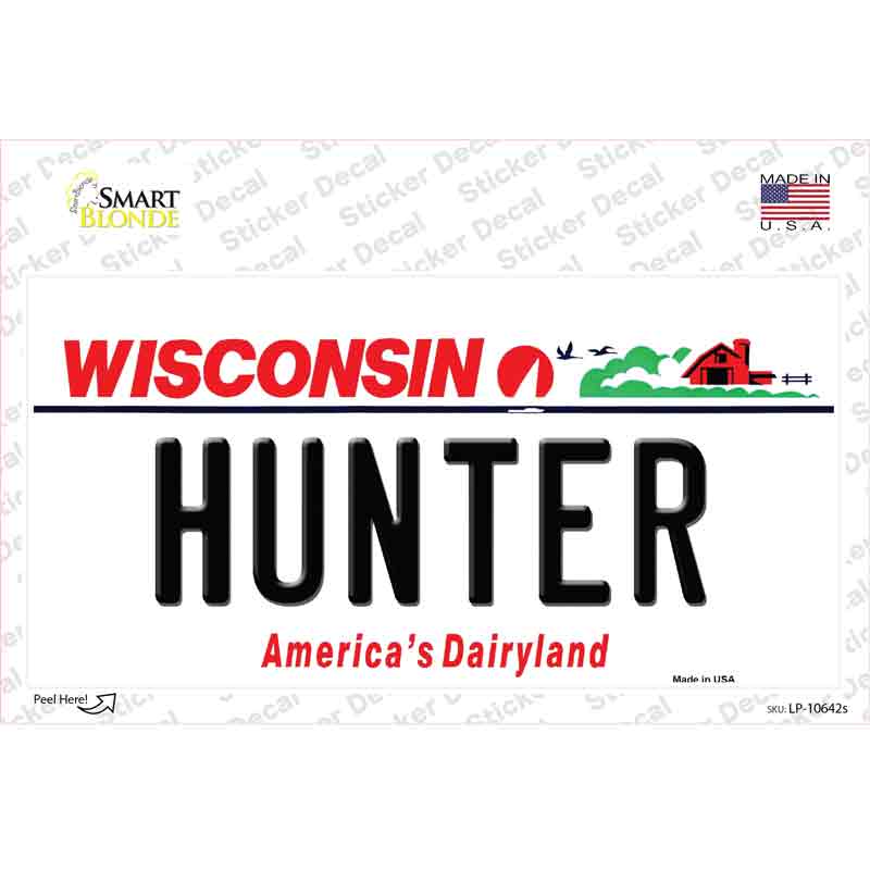 Hunter Wisconsin Novelty Sticker Decal